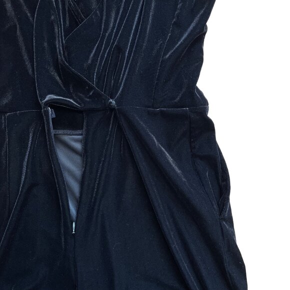 FRENCH CONNECTION JUMPSUIT MARIE STINA VELVET V-NECK SIZE 10 BLACK POCKETS NWT - Picture 10 of 15